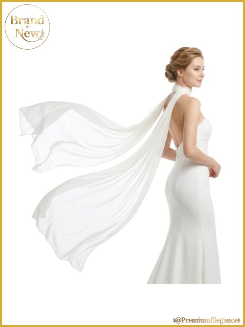 Long Chiffon Bridal Neck Scarf Wedding Wrap Evening Accessory